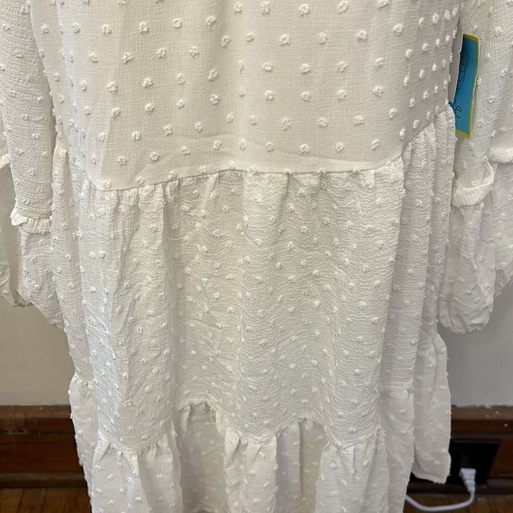 CeCe ecru long sleeve tired dress Size S New - Picture 3 of 11